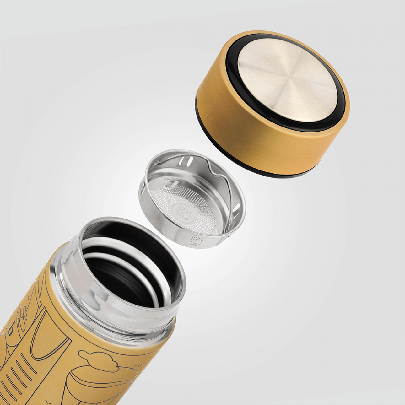 حافظة حرارية 400 مل - لون ذهبي مطفي